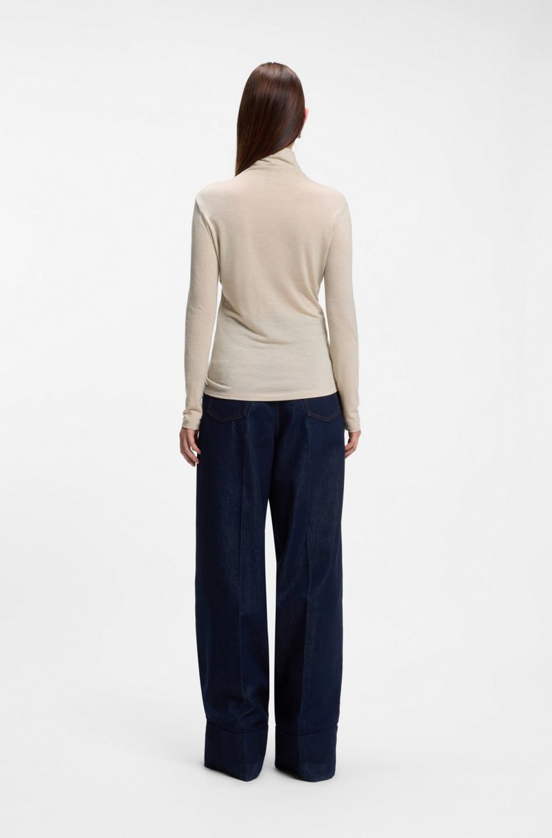Genser - Elavus Draped Chimney-Neck Top Wool Blend Open White