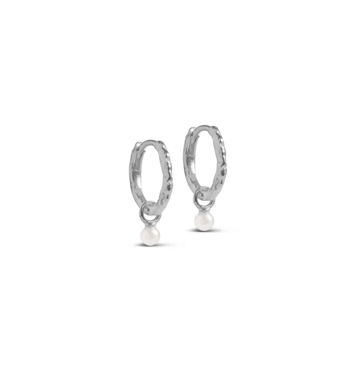 Øredobber - Belle Pearl Hoops Silver