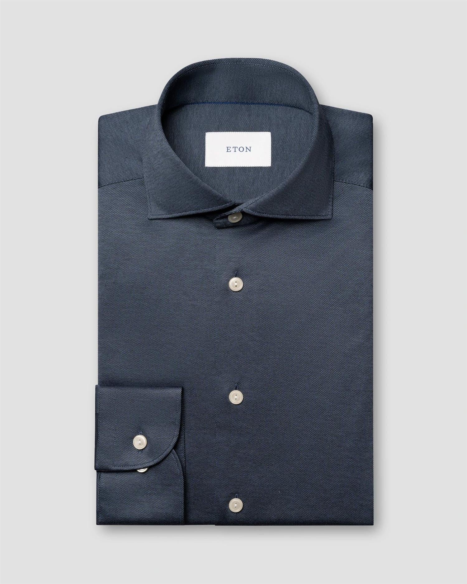 Skjorte - Blue Filo Di Scozia Knit Shirt Slim Fit