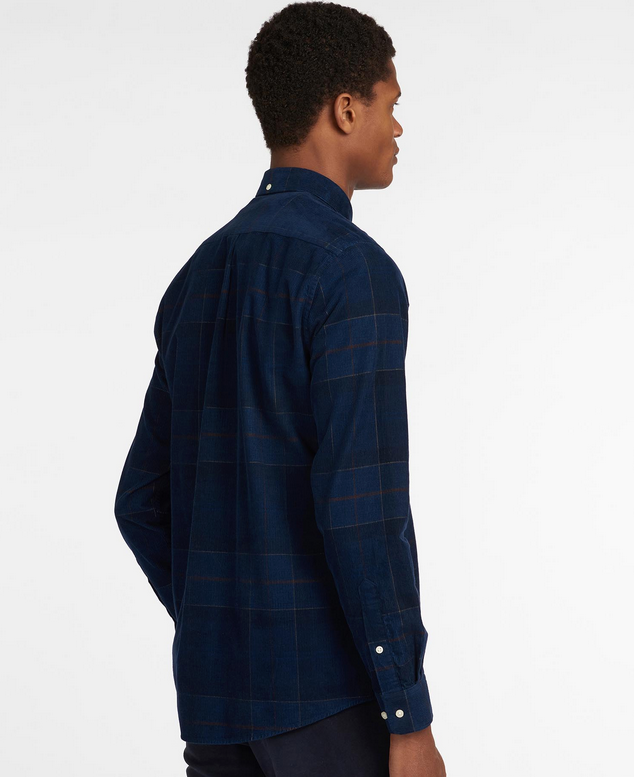 Skjorte - Blair Tailored Tartan Cord Shirt Navy