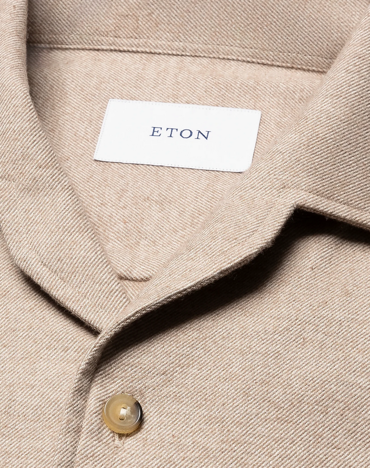 Skjorte - Solid Flannel Shirt Beige