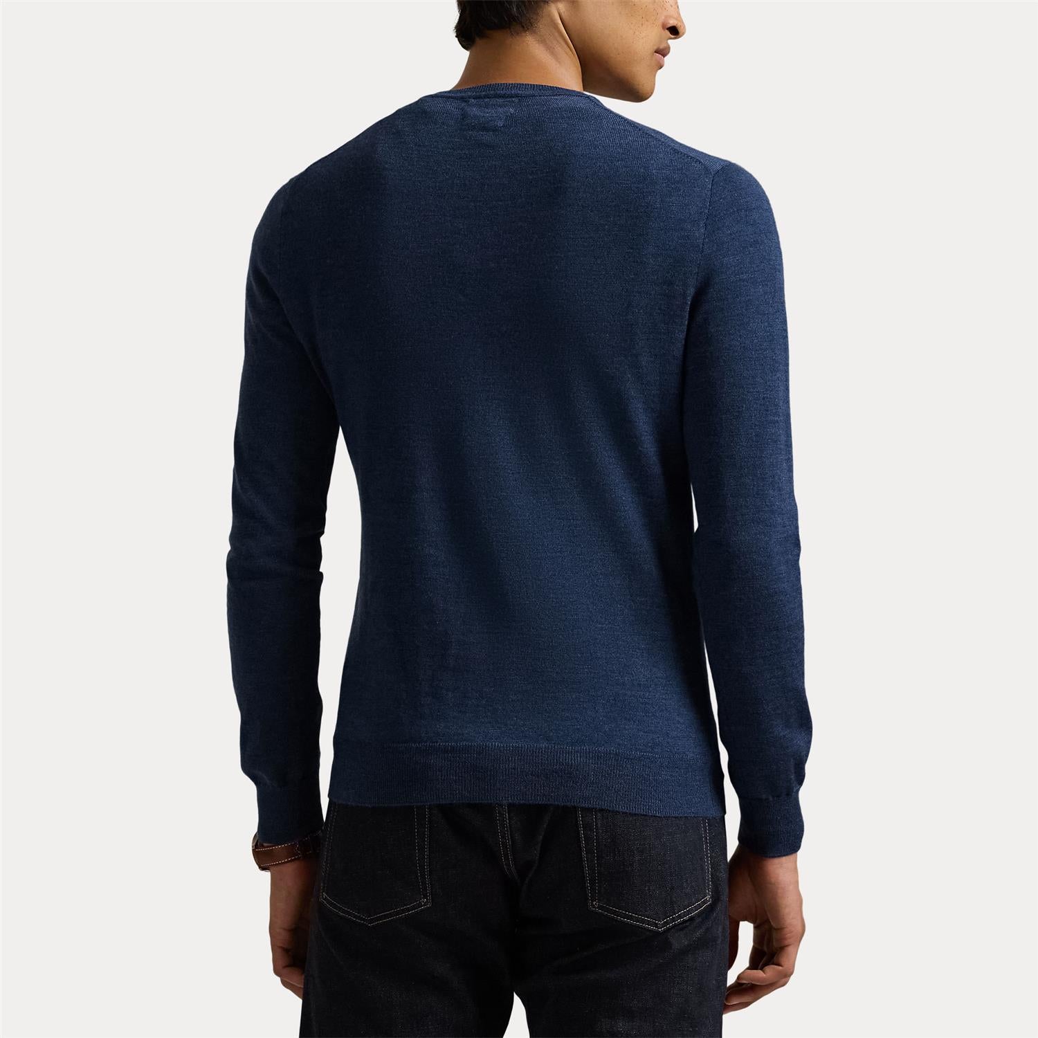 Genser - Slim Fit Washable Wool Crewneck Sweater Rustic Navy Heather