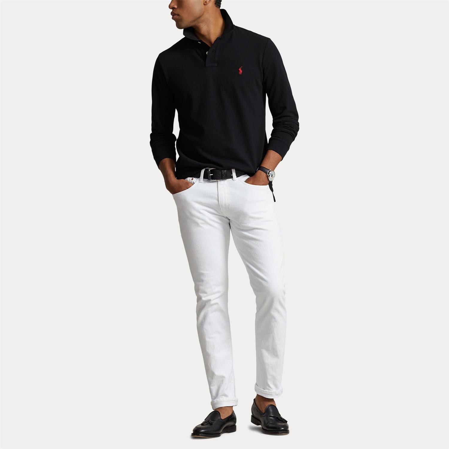 Genser - Custom Slim Fit Mesh Polo Shirt Black