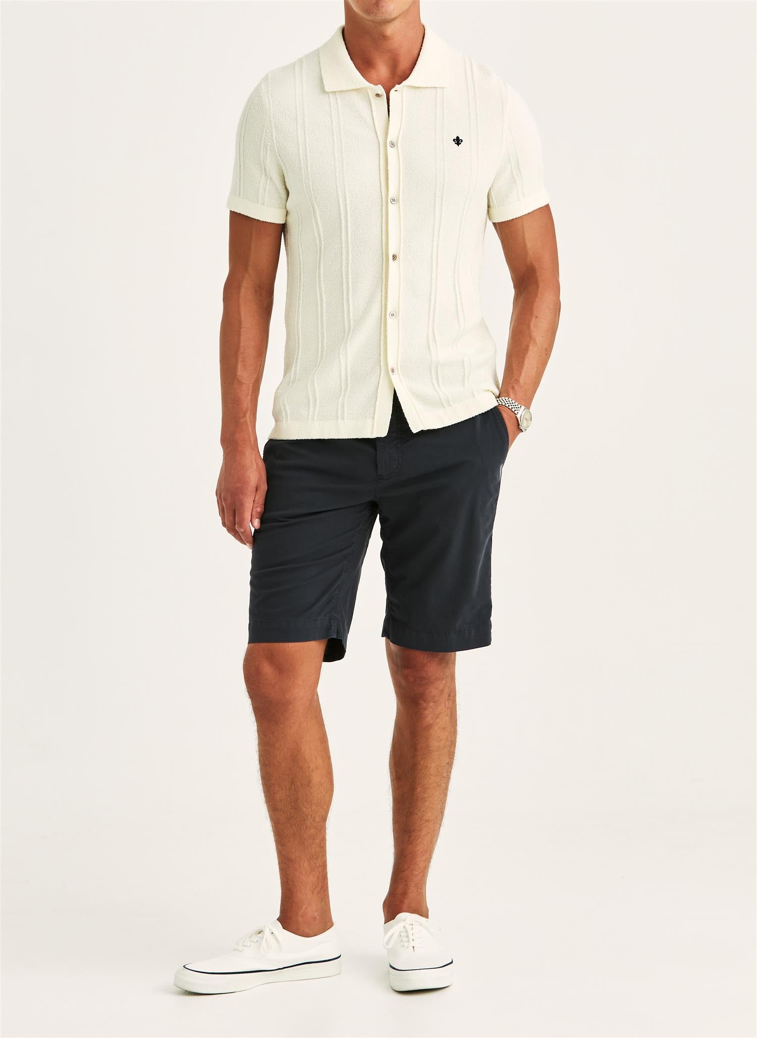 Skjorte - Clayton Knitted SS Shirt Off White