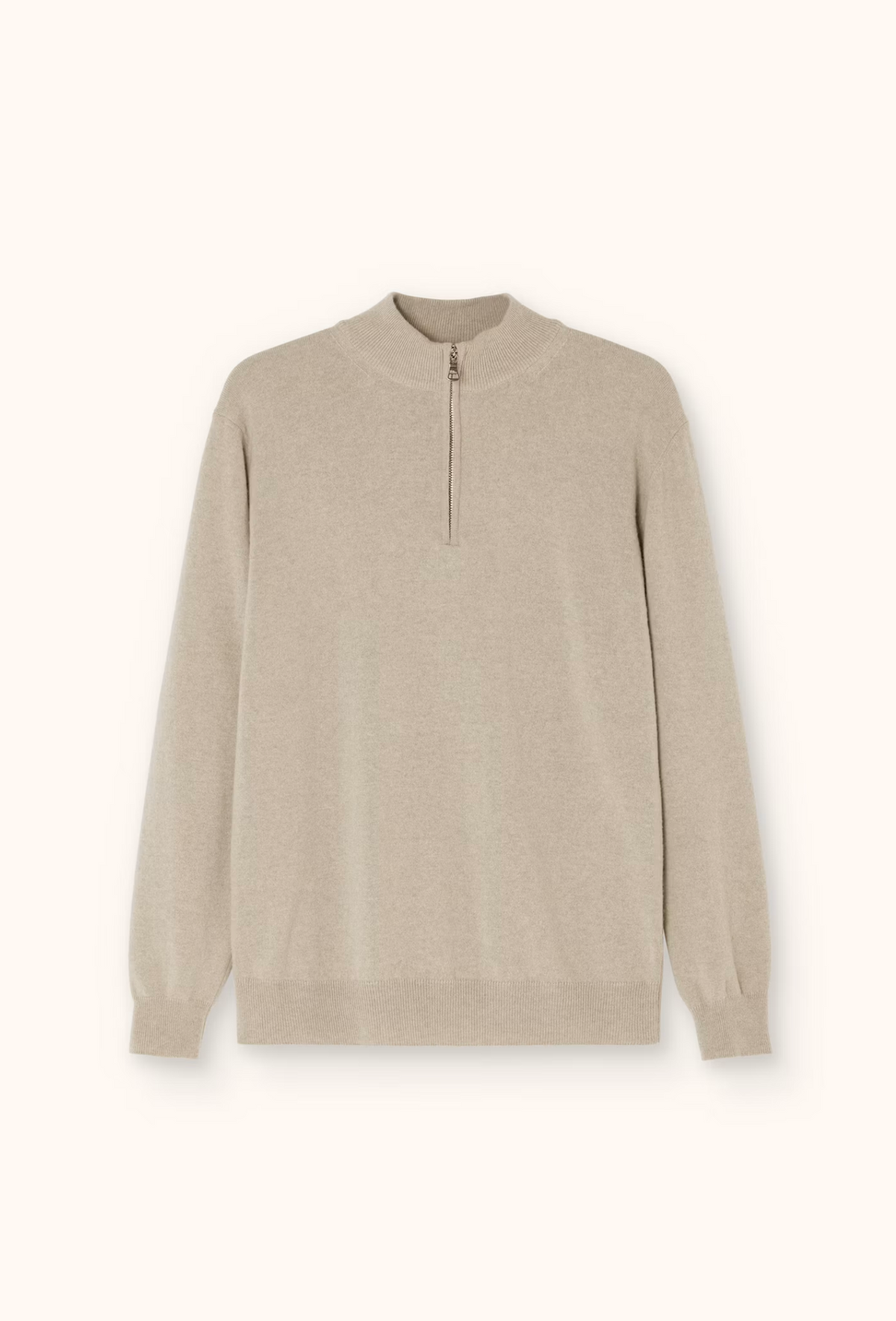 Genser - Regular Fit Half Zip Genser I Ull-Kasjmir Brick Beige