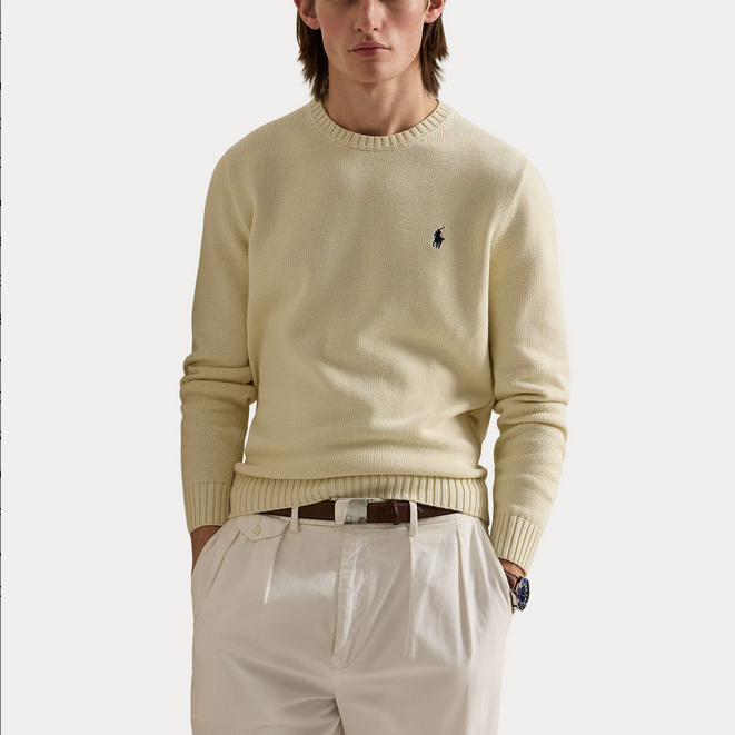 Genser - Cotton Crew Neck Sweater Andover Cream