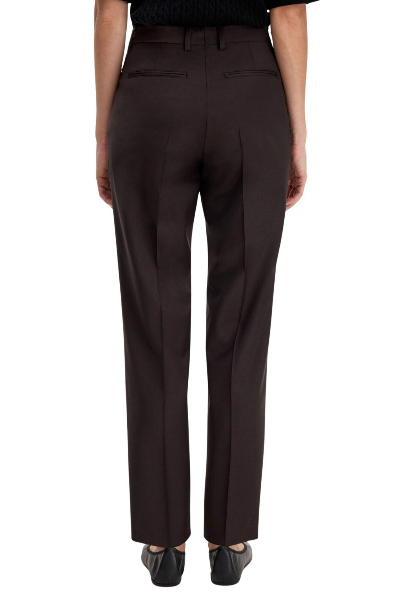Bukse - Emma Cropped Cool Wool Trouser Dark Chocolate