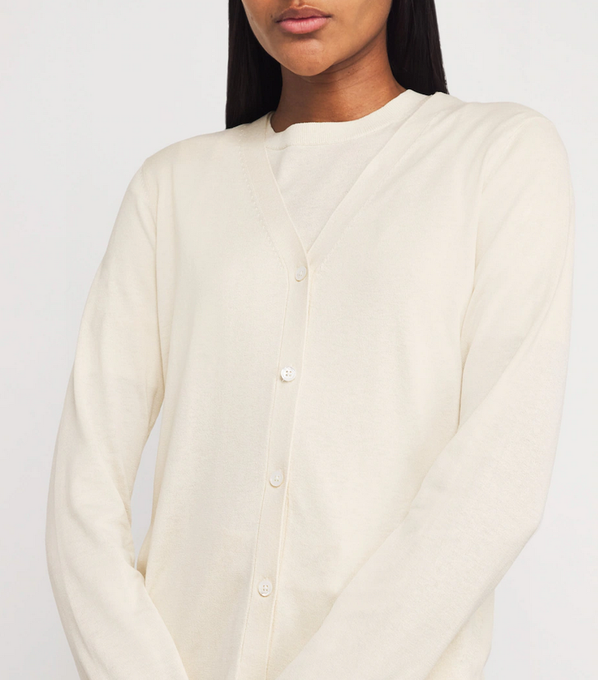 Cardigan - Efedra Silk Cotton Cardigan Ivory