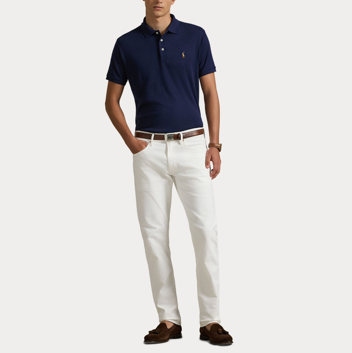 Pique - Custom Slim Fit Soft Cotton Polo Shirt Refined Navy