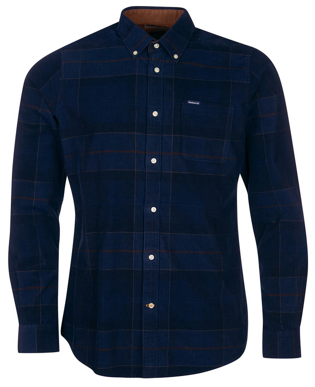 Skjorte - Blair Tailored Tartan Cord Shirt Navy