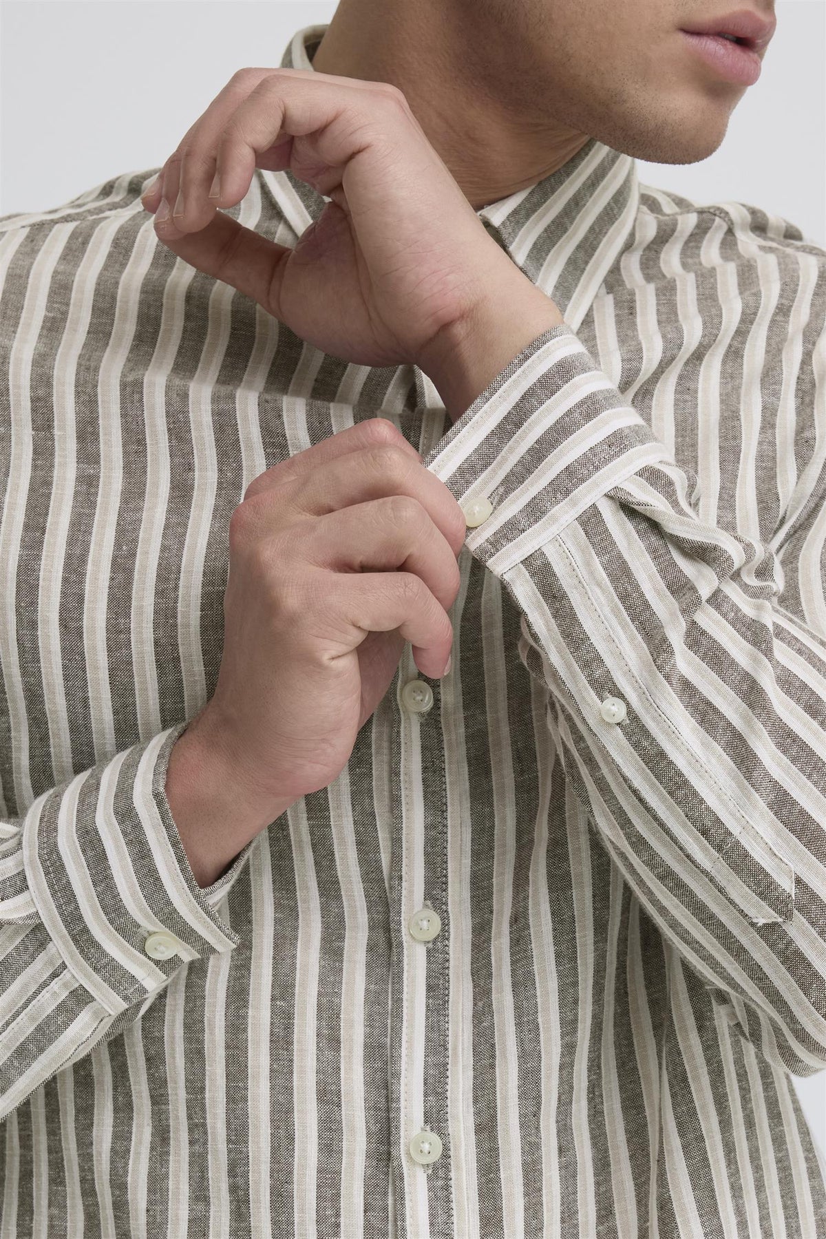 Skjorte - CFRISSA LS Striped Linen Shirt Demitasse