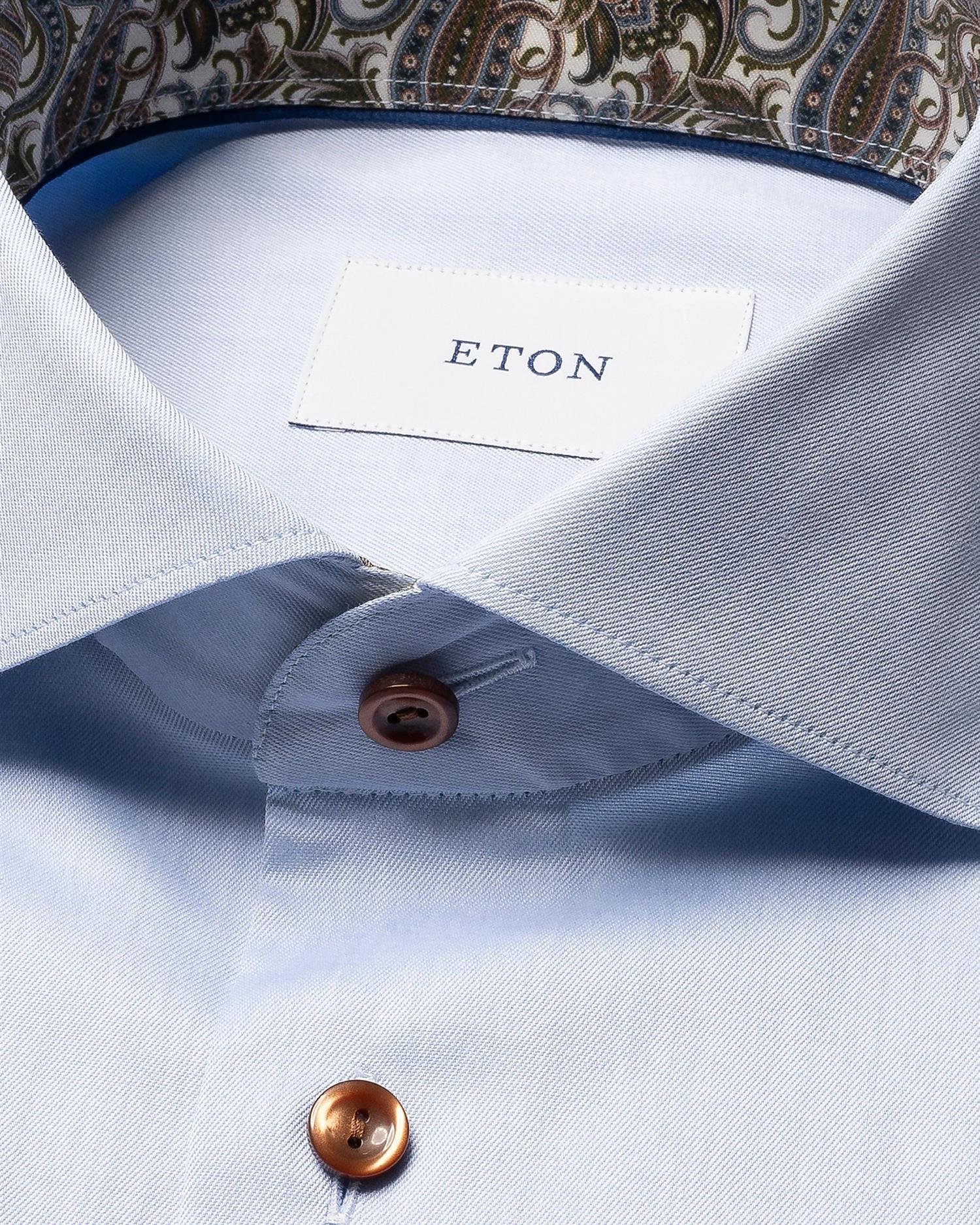 Skjorte - Light Blue Paisley Effect Signature Twill Shirt Contemporary Fit