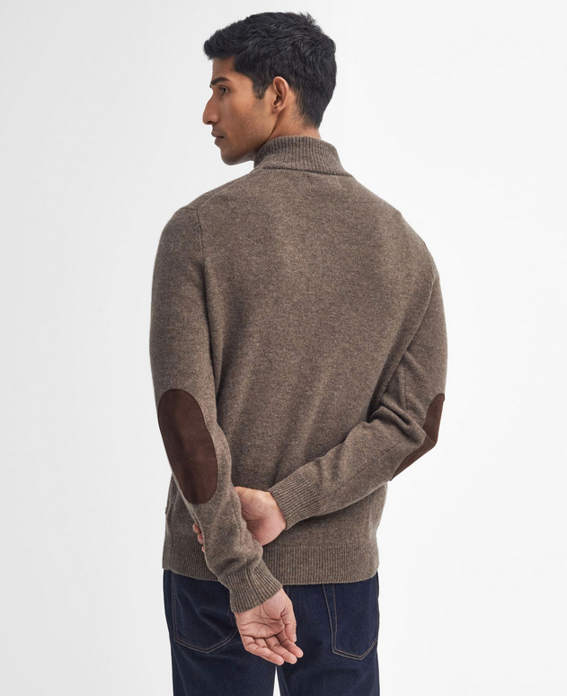 Genser - Essent Patch Half Zip Knitted Jumper Washed Stone