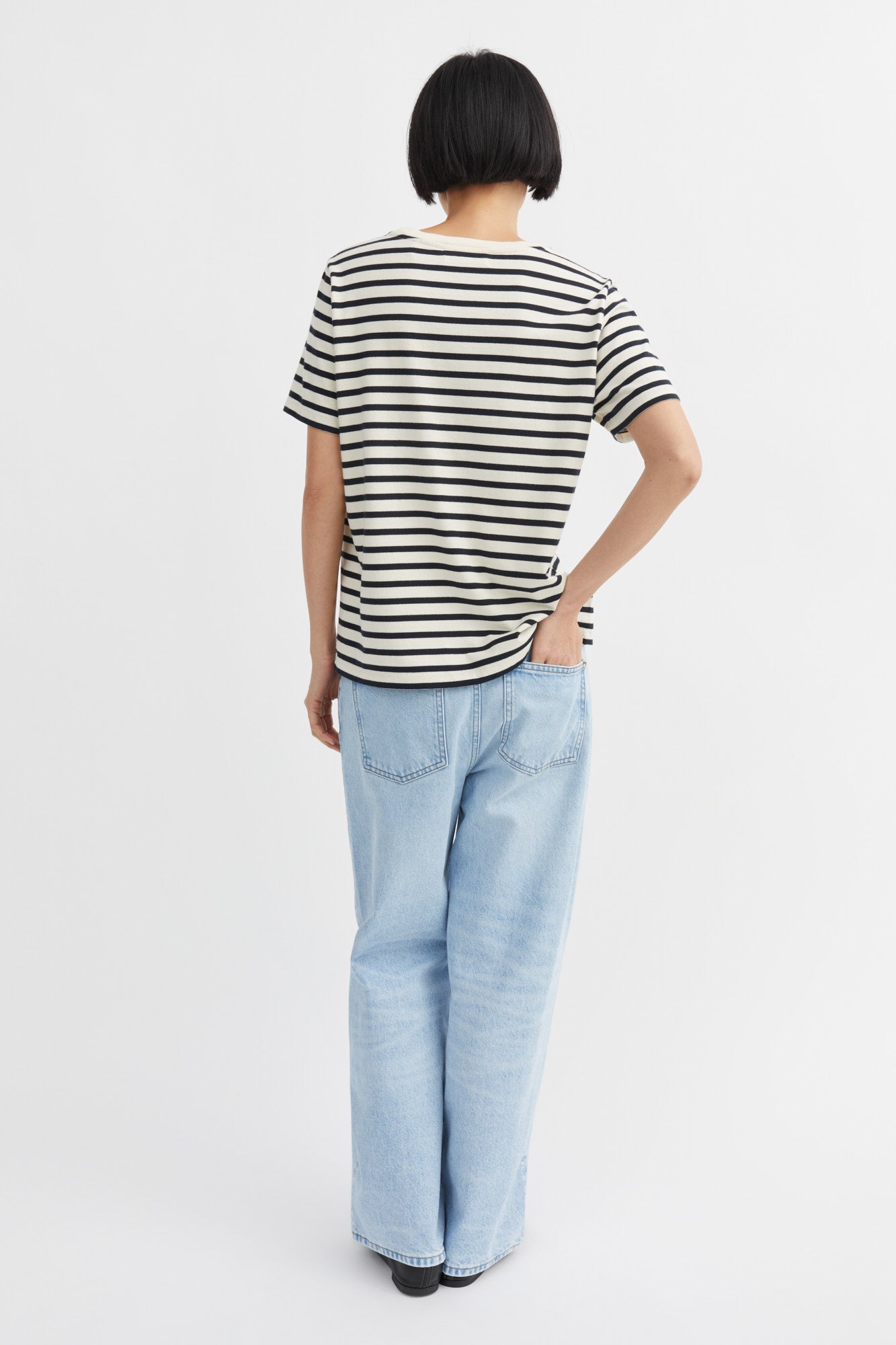 T skjorte - Loui Regular Tee Dark Navy / White Stripe