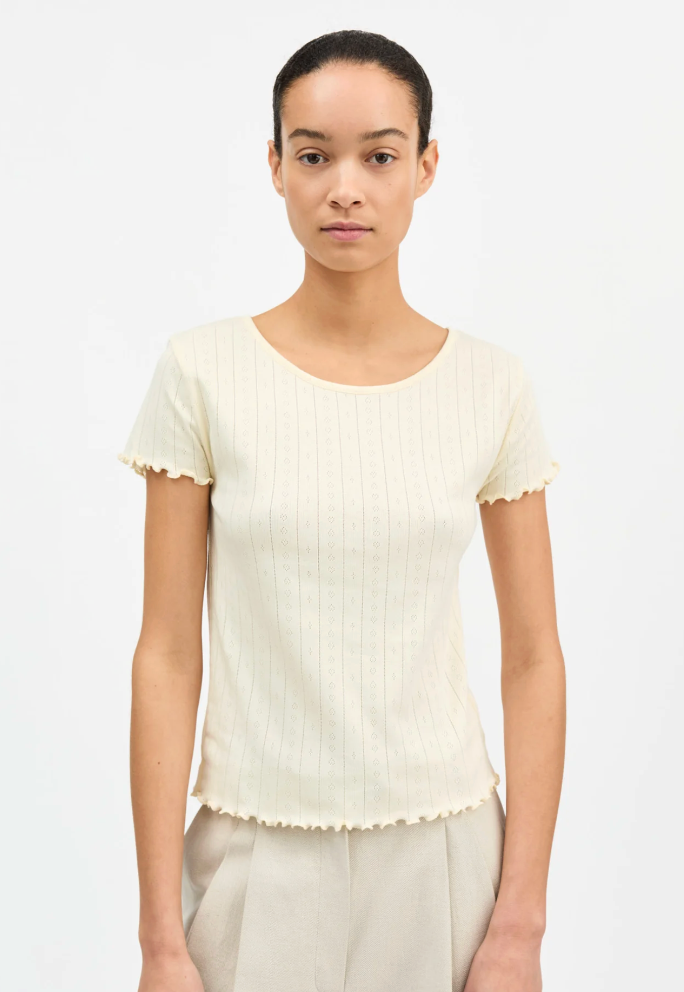 T Skjorte - Edie Cap Sleeve Tee Butter