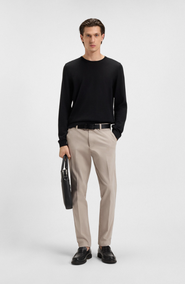 Bukse - Kaiton Slim Fit Trousers In Stretch Cotton Twill Open Beige