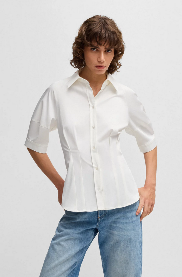 Skjorte - Belaurena Tailored Blouse Stretch Cotton White