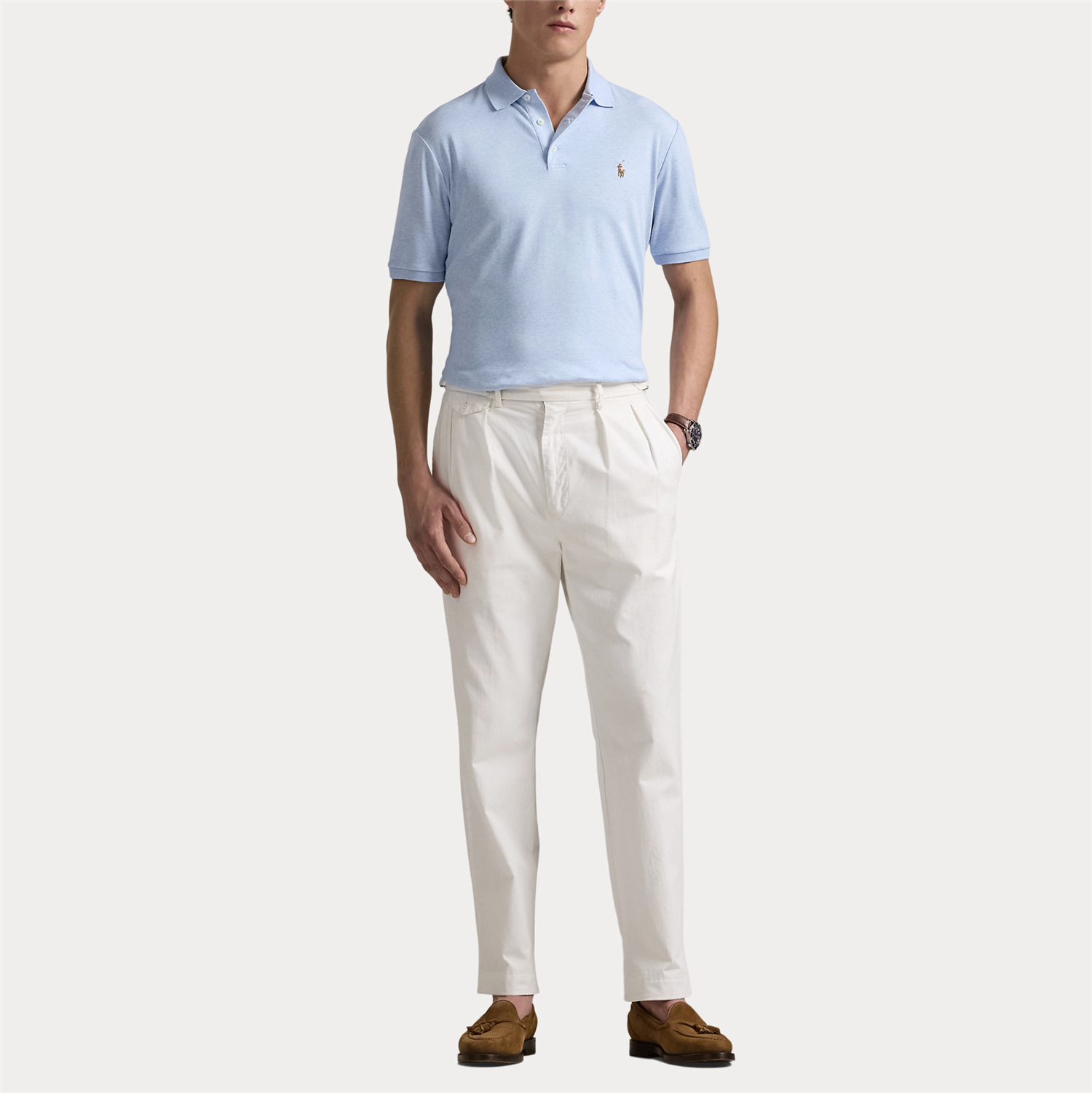 Pique - Slim Fit Soft Touch Polo Shirt Blue Heather