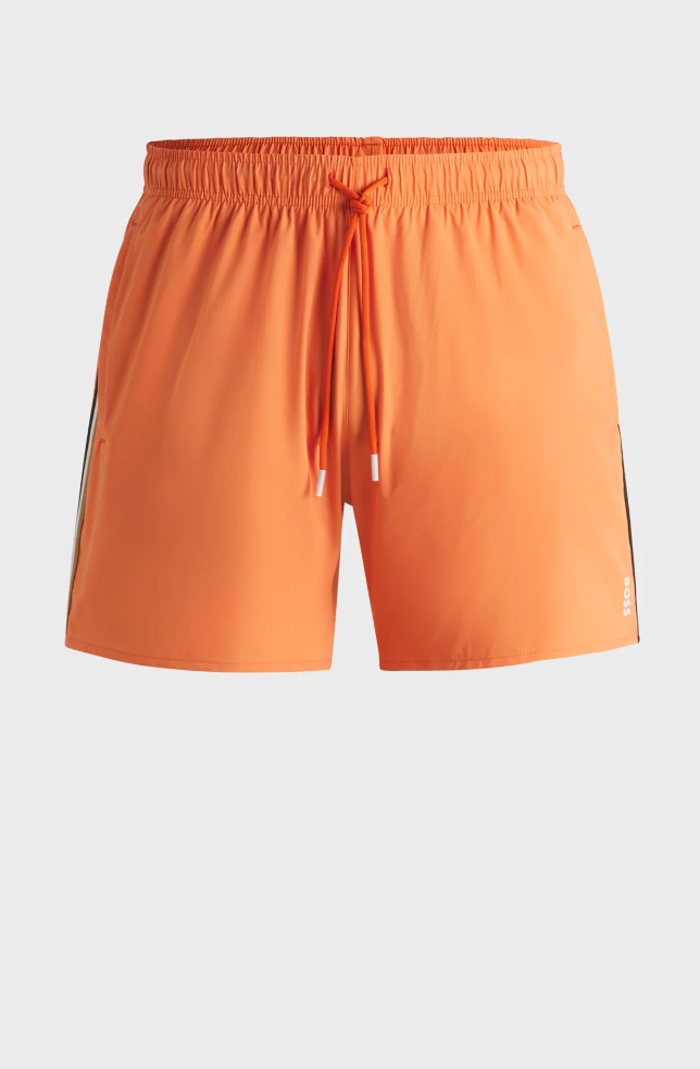 Badeshorts - Iconic Swim Shorts With Signature Stripe Logo Bright Orange