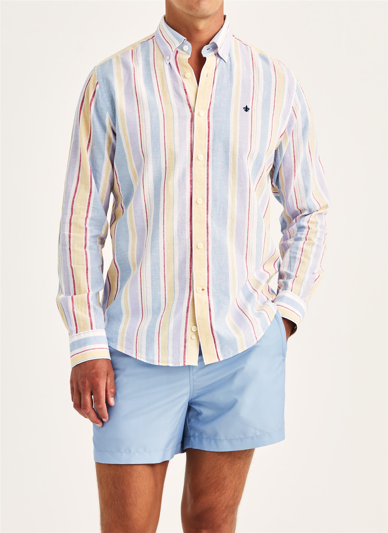 Linskjorte - Happy Linen Stripe Shirt-Classic Fit Purple