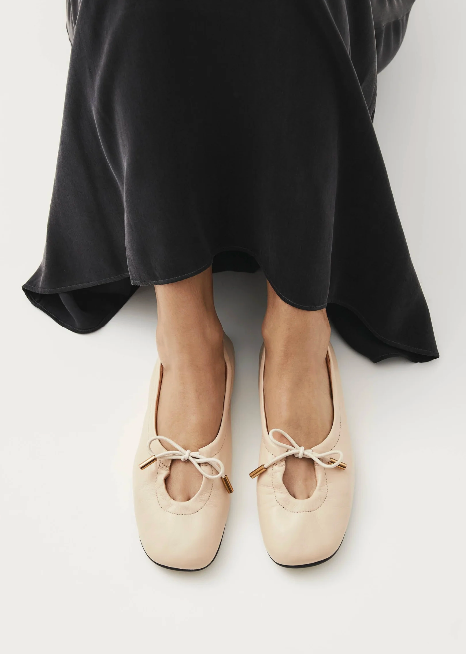 Ballerinasko - Rosalind Cream Leather Ballet Flats