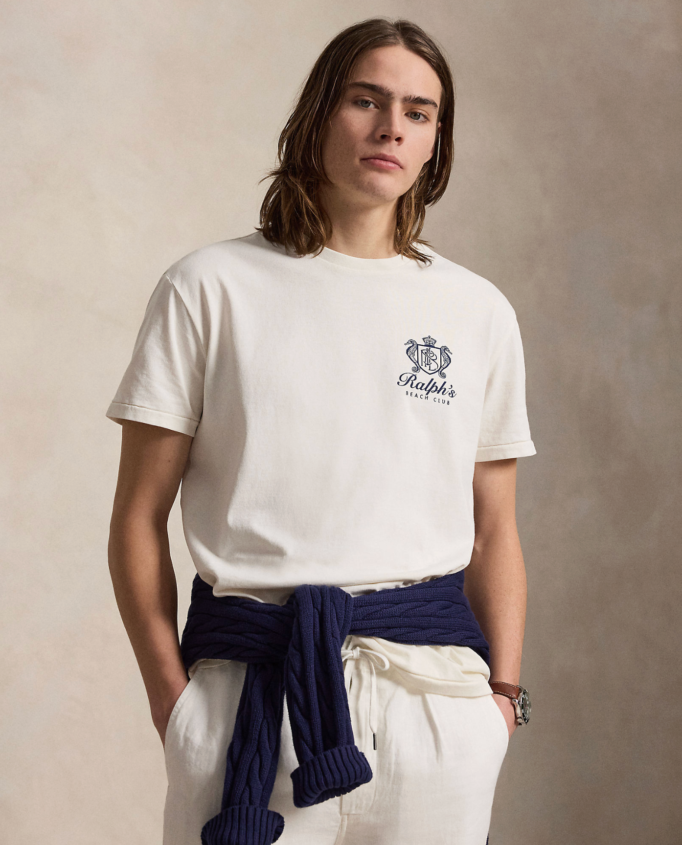 T skjorte - Classic Fit Jersey Graphic T shirt Deckwash White