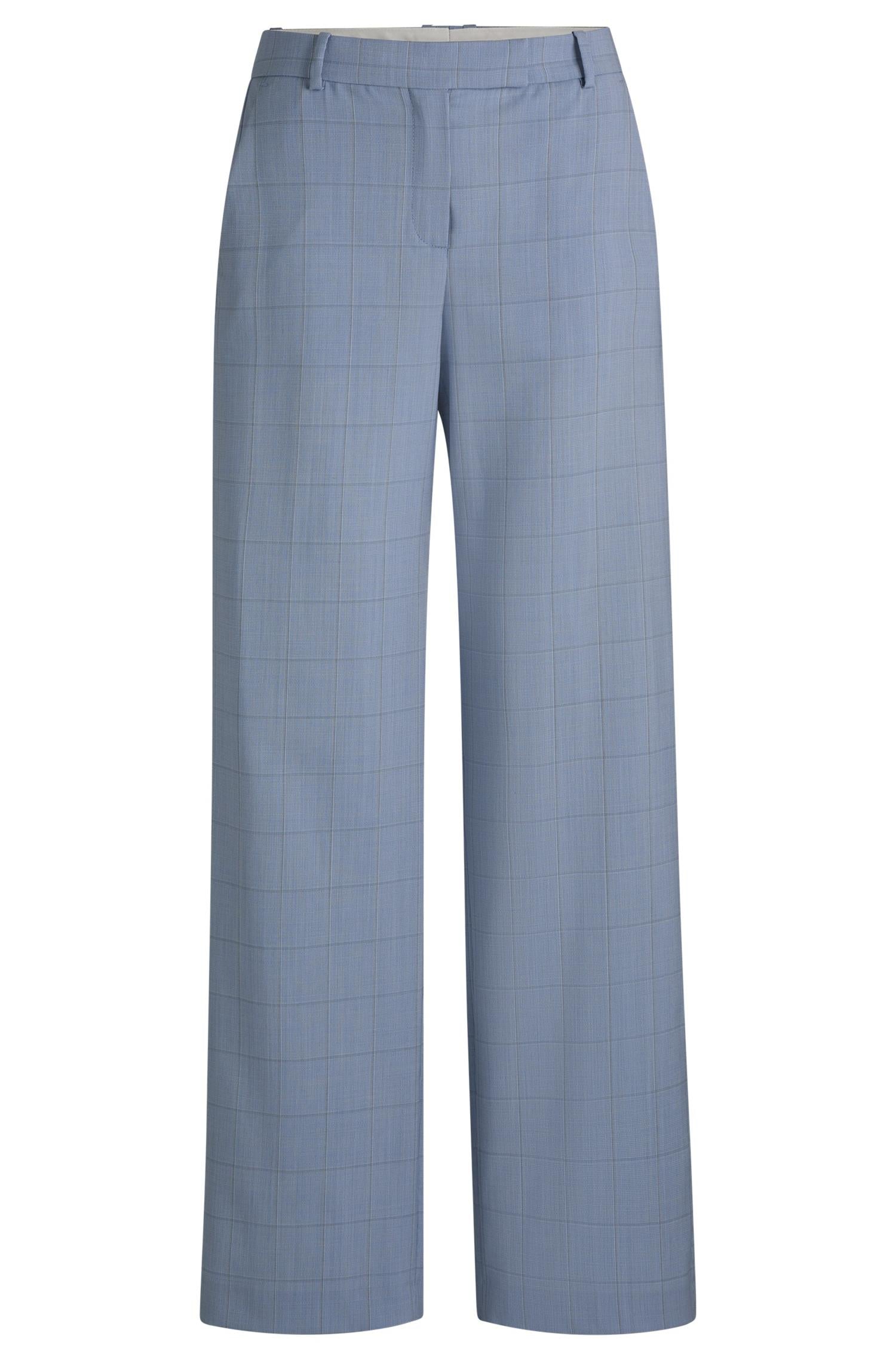 Dressbukse - Tilda Regular-Fit Trousers Checked Virgin Wool Light Blue