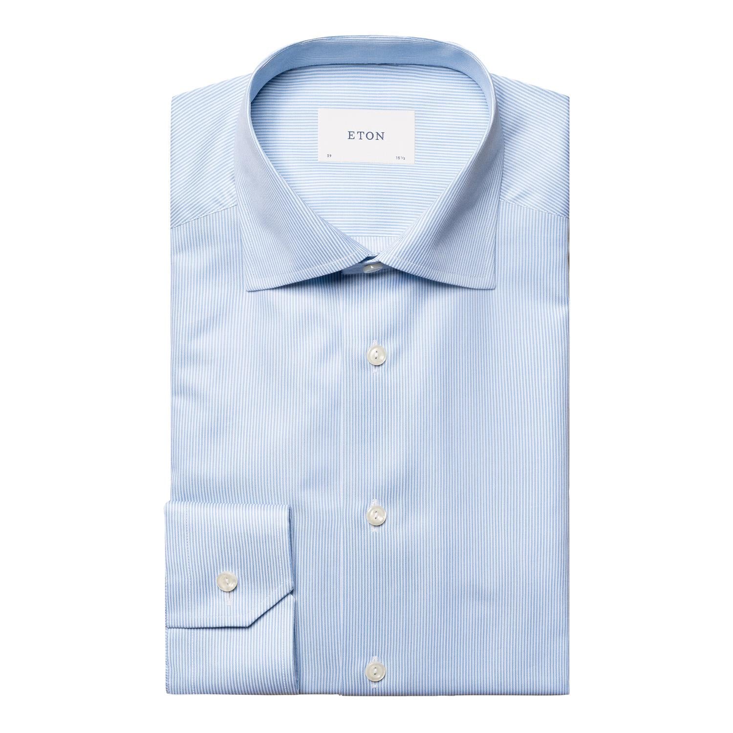 Skjorte - Light Blue Fine Striped Contemporary Fit