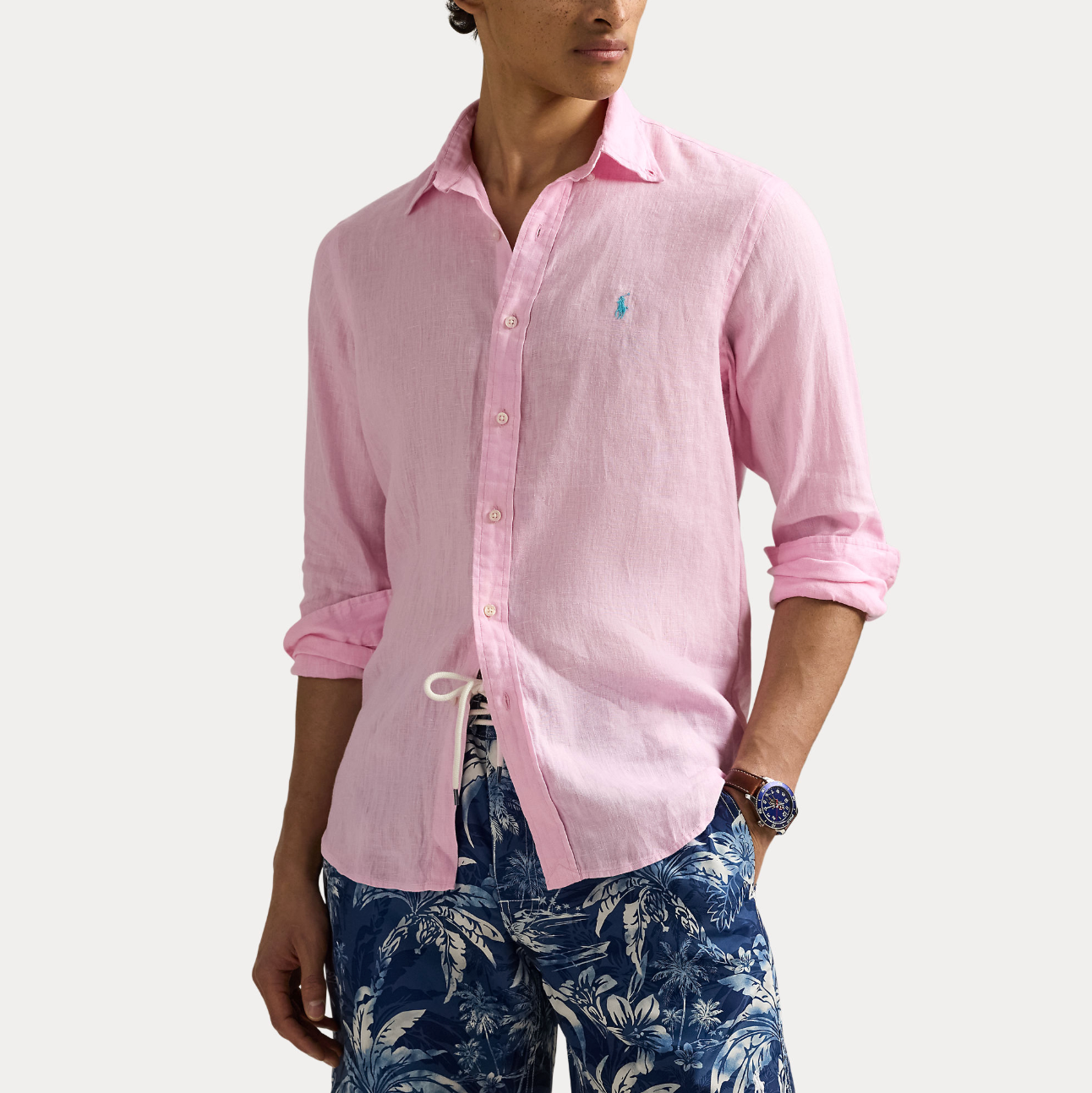 Linskjorte - Custom Fit Linen Shirt Carmel Pink