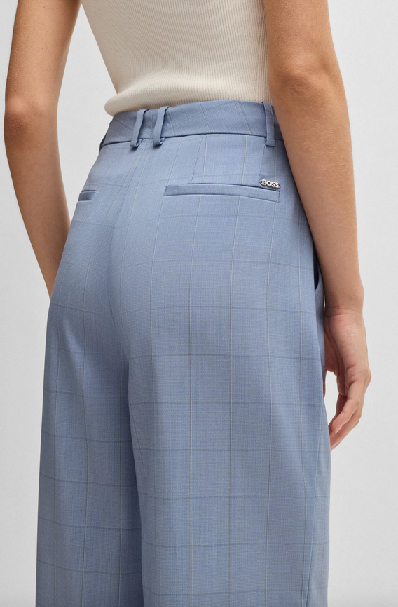 Dressbukse - Tilda Regular-Fit Trousers Checked Virgin Wool Light Blue