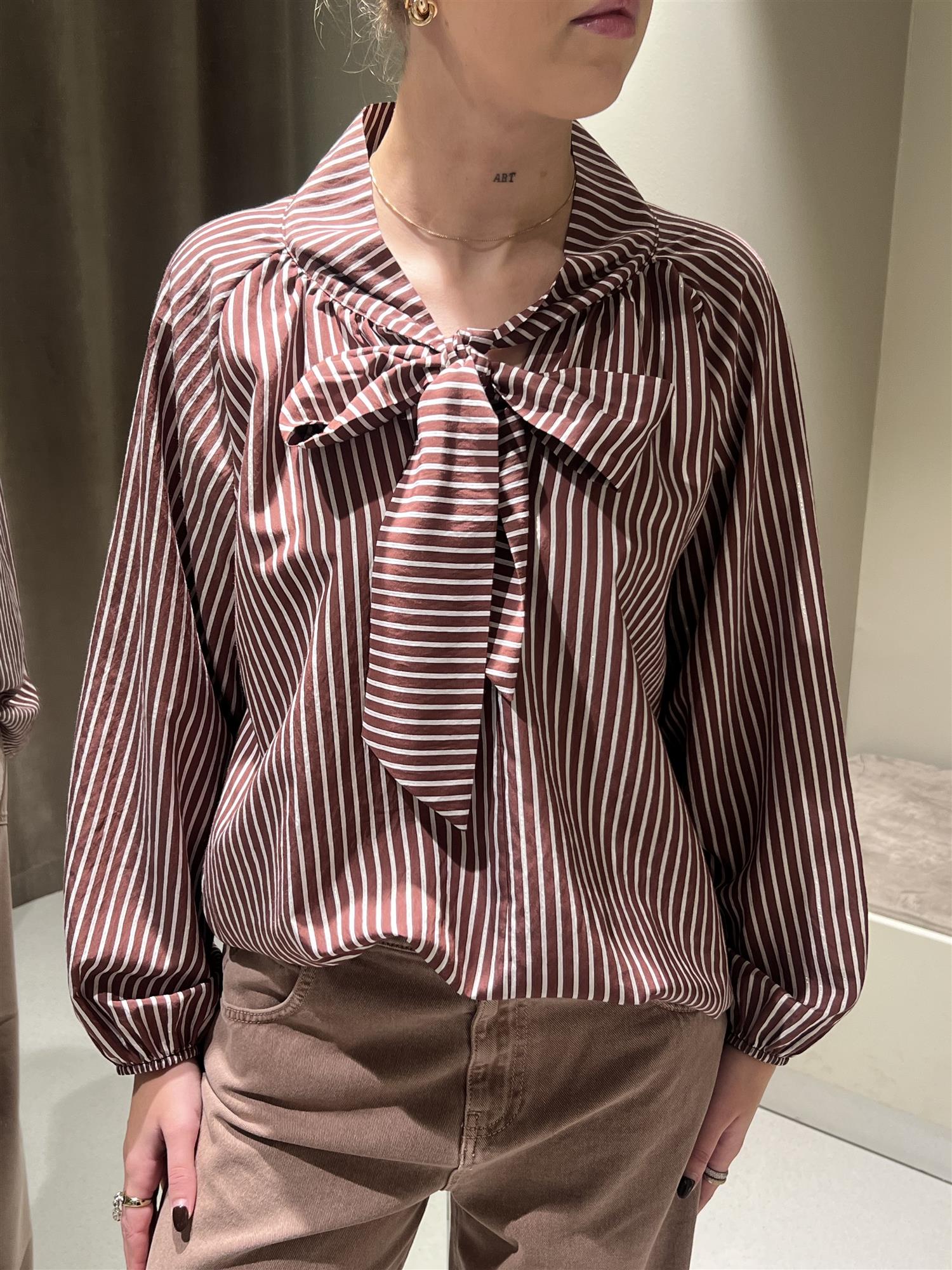 Skjorte - Striped Shirt Tabacco