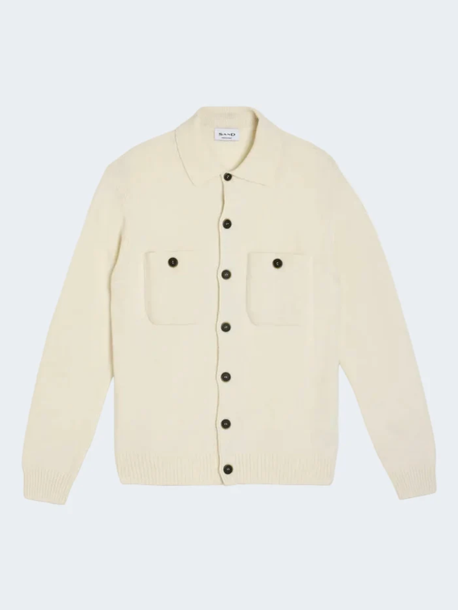 Cardigan - Lambswool Knitted Cardigan Off White