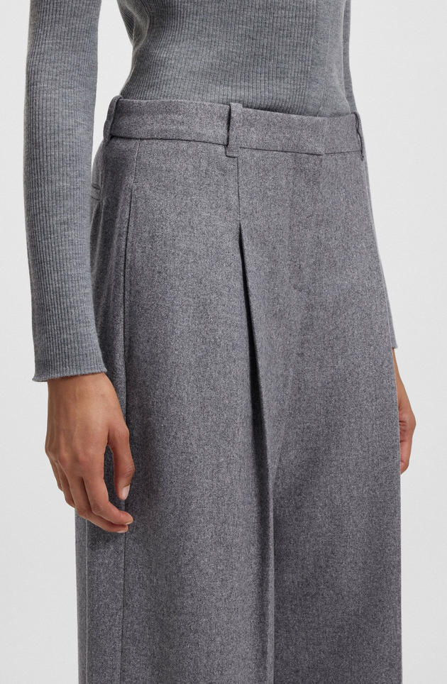 Bukse - Regular-Fit Wide-Leg Trousers Soft Flannel Light Pastel Grey