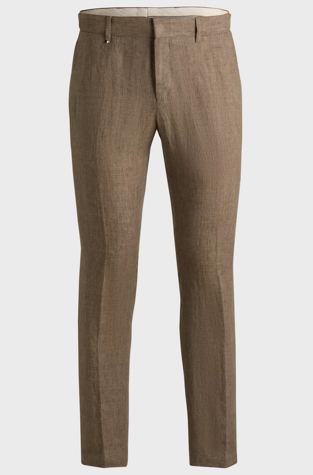 Linbukse - Genius Formal Trousers in Linen Canvas Dark Brown