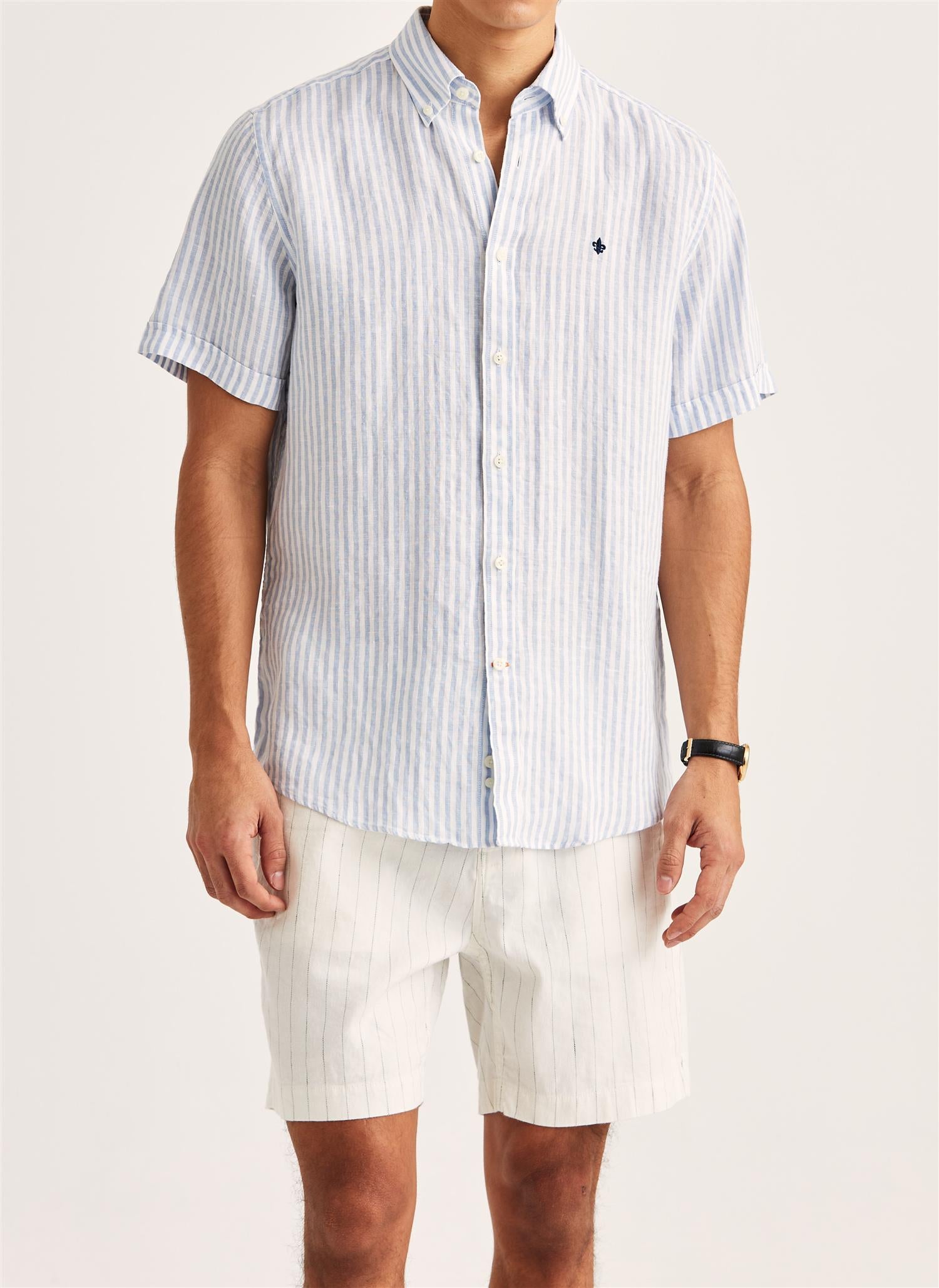 Linskjorte - Douglas Linen Shirt SS-Classic Fit Light Blue