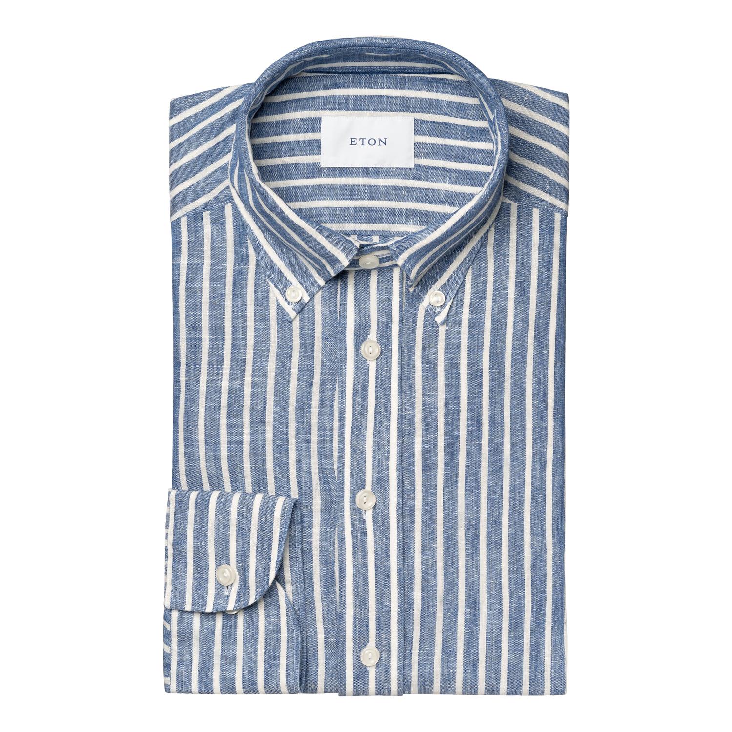 Linskjorte - Mid Blue Striped Linen Shirt