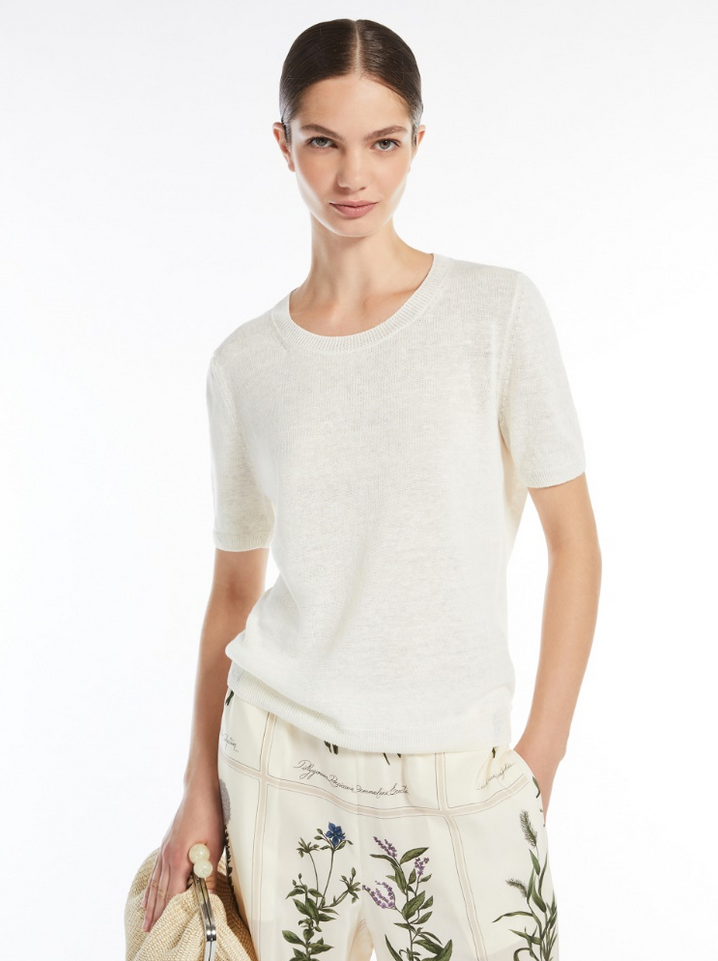 T-Skjorte - Pancone Linen Yarn Jumper White