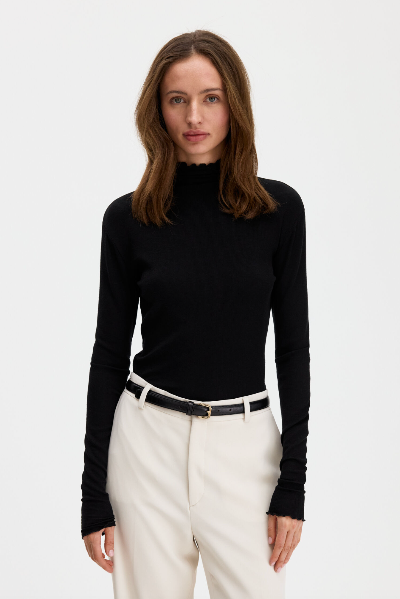 Genser - Rib Mock Neck Top Black