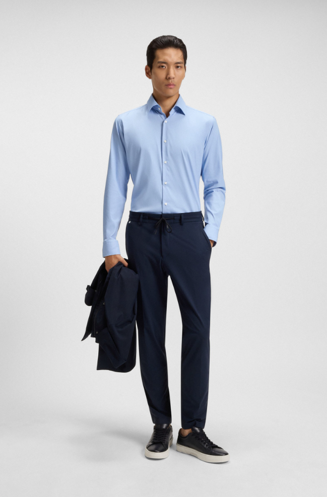 Skjorte - Slim-Fit Shirt In Preformance-Stretch Twill Light Pastel Blue