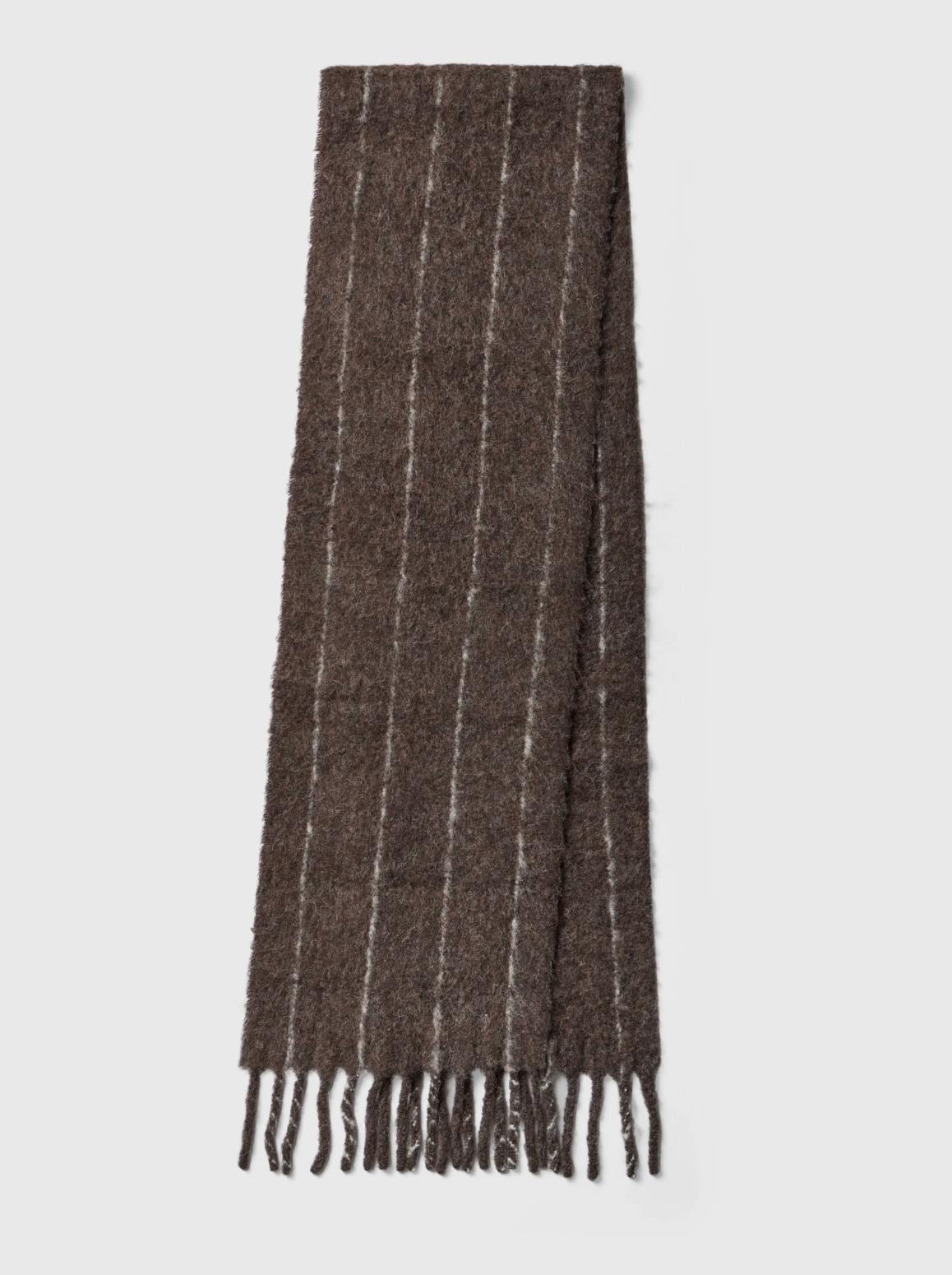 Skjerf - Alpaca Wool Blend Scarf Chocolate Brown Pinstripe