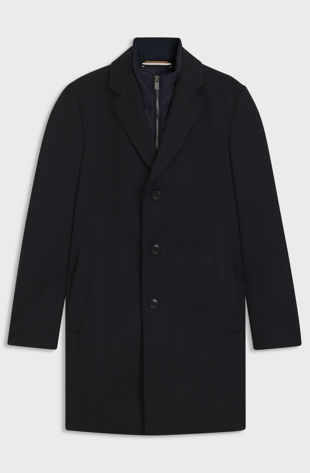 Frakk - Slim-Fit Coat With Detachable Inner Dark Blue