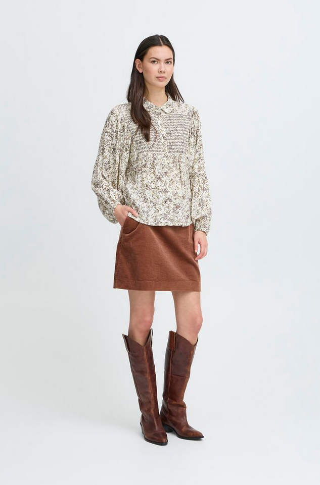 Bluse - Irmabelle Blouse Marbelle Print Birch