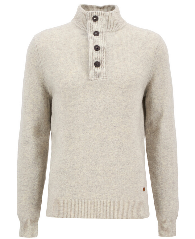 Genser - Essent Patch Half Zip Knitted Jumper Light Sandstone