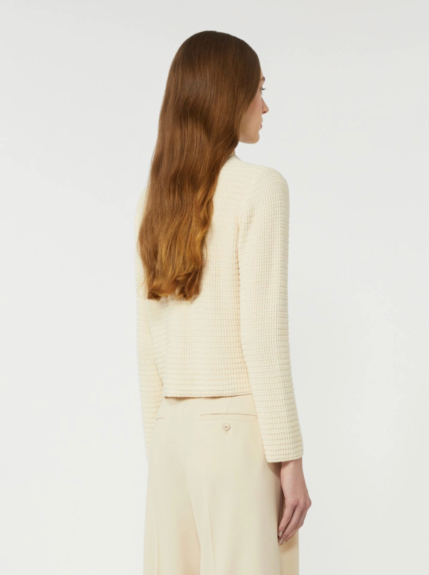 Cardigan - Cropped Cotton Cardigan Ecru