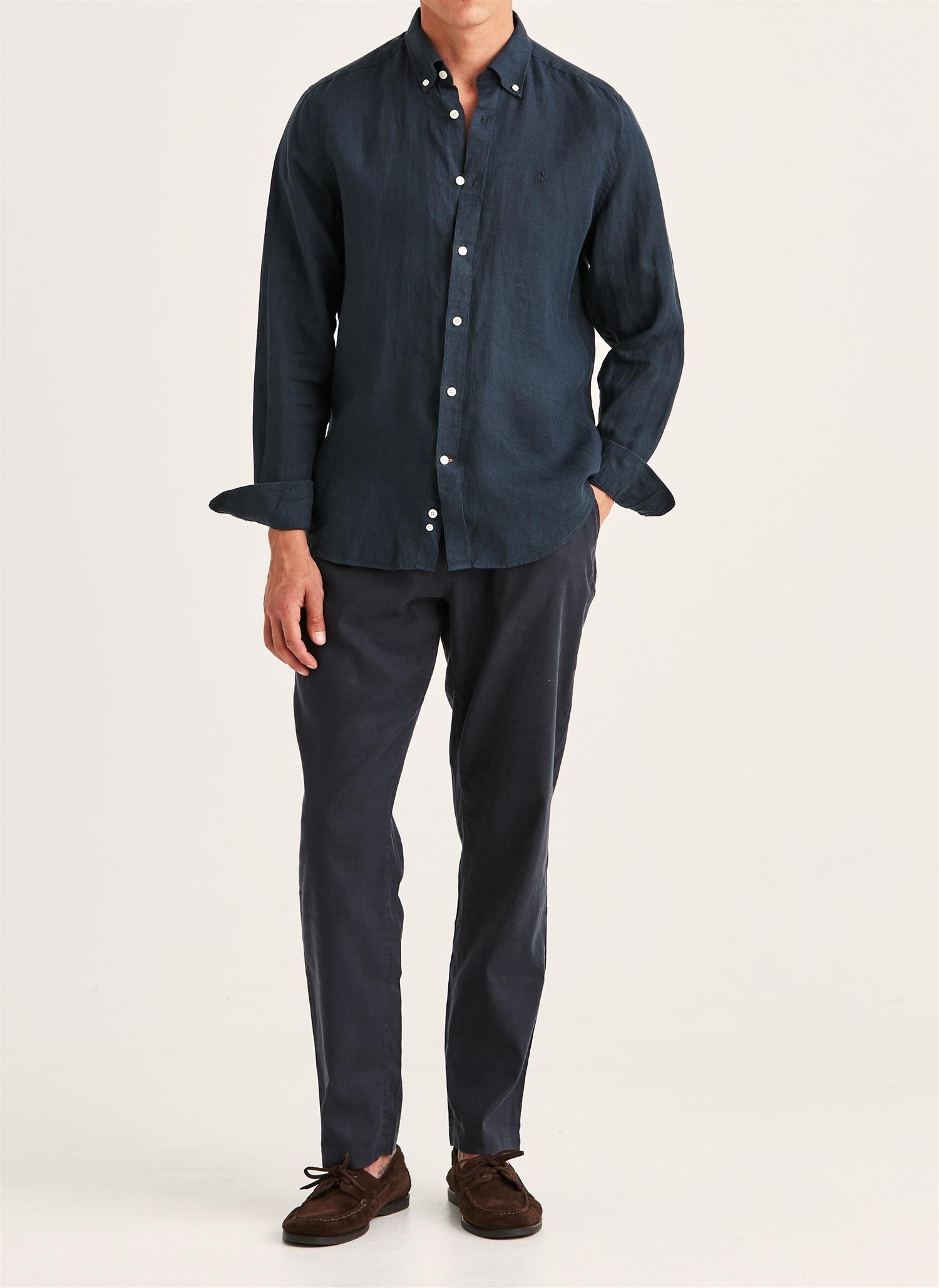 Linskjorte - Douglas Linen Shirt-Classic Fit Navy