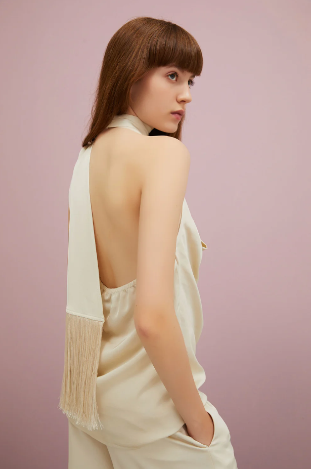 Topp - Top In Crepe Bone White