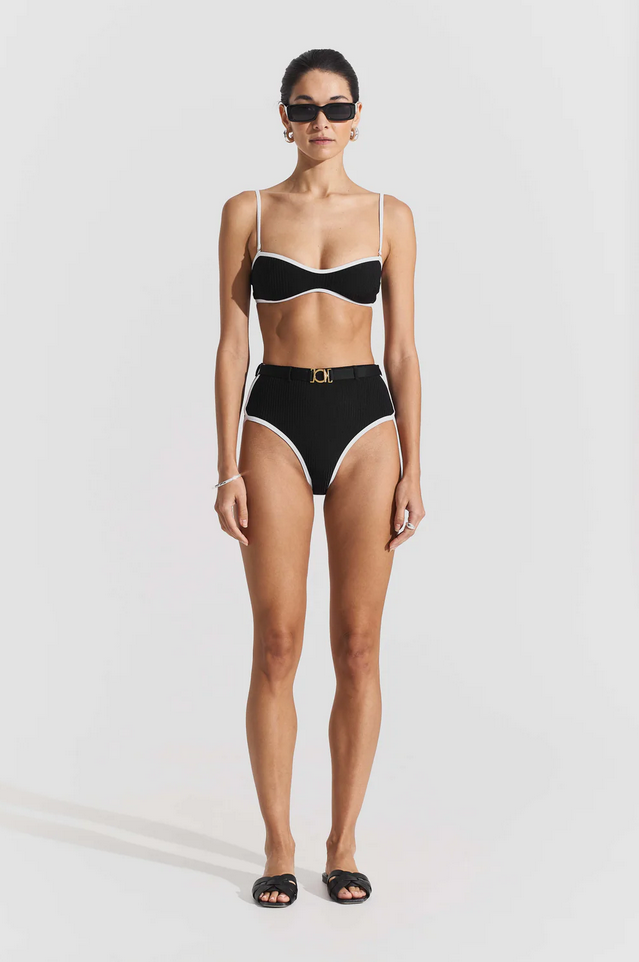 Bikinitopp - Ribbed Bikini Top Black