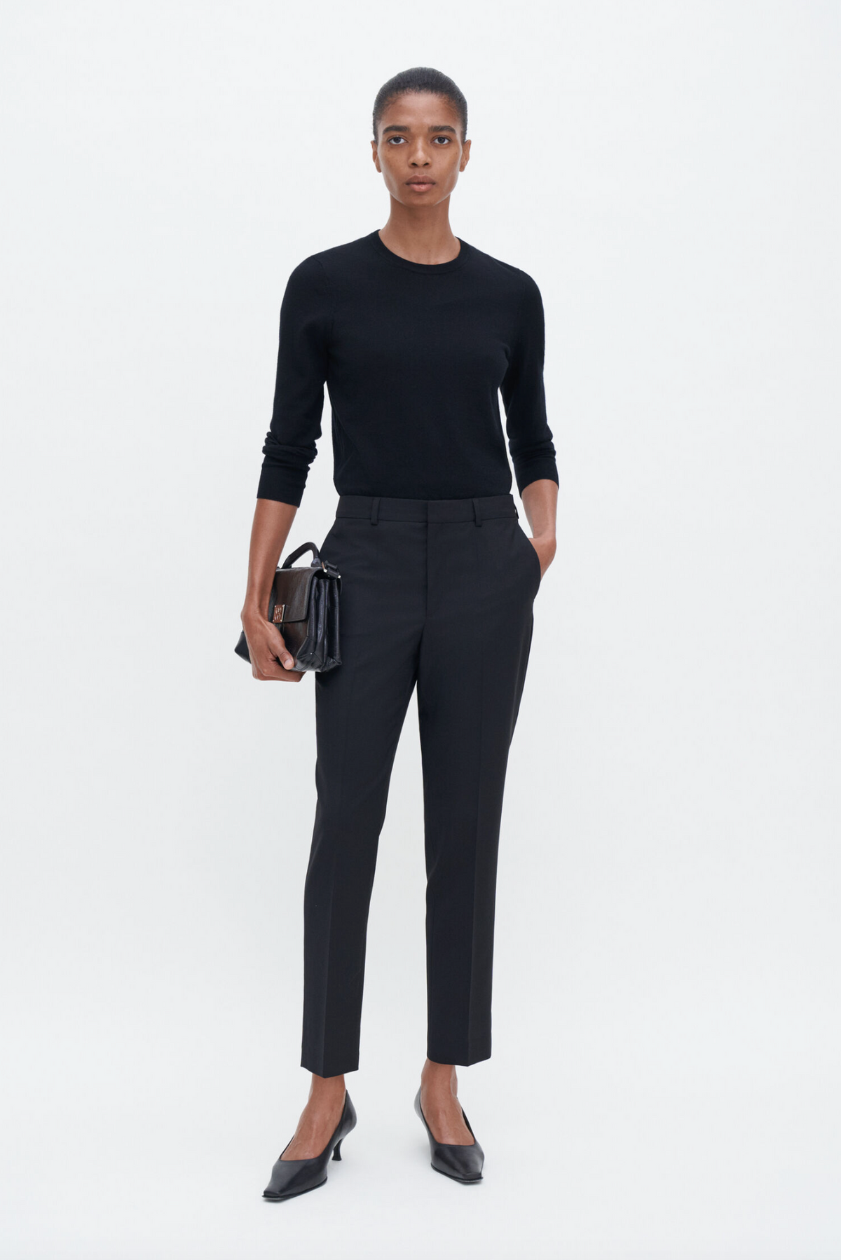 Bukse - Emma Cropped Cool Wool Trouser Black