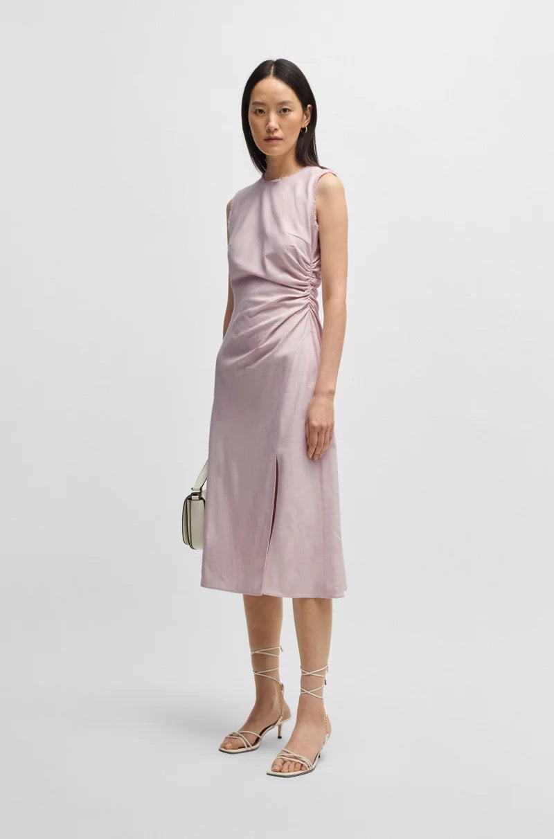 Kjole - Melange Dress with frayed and gathered details