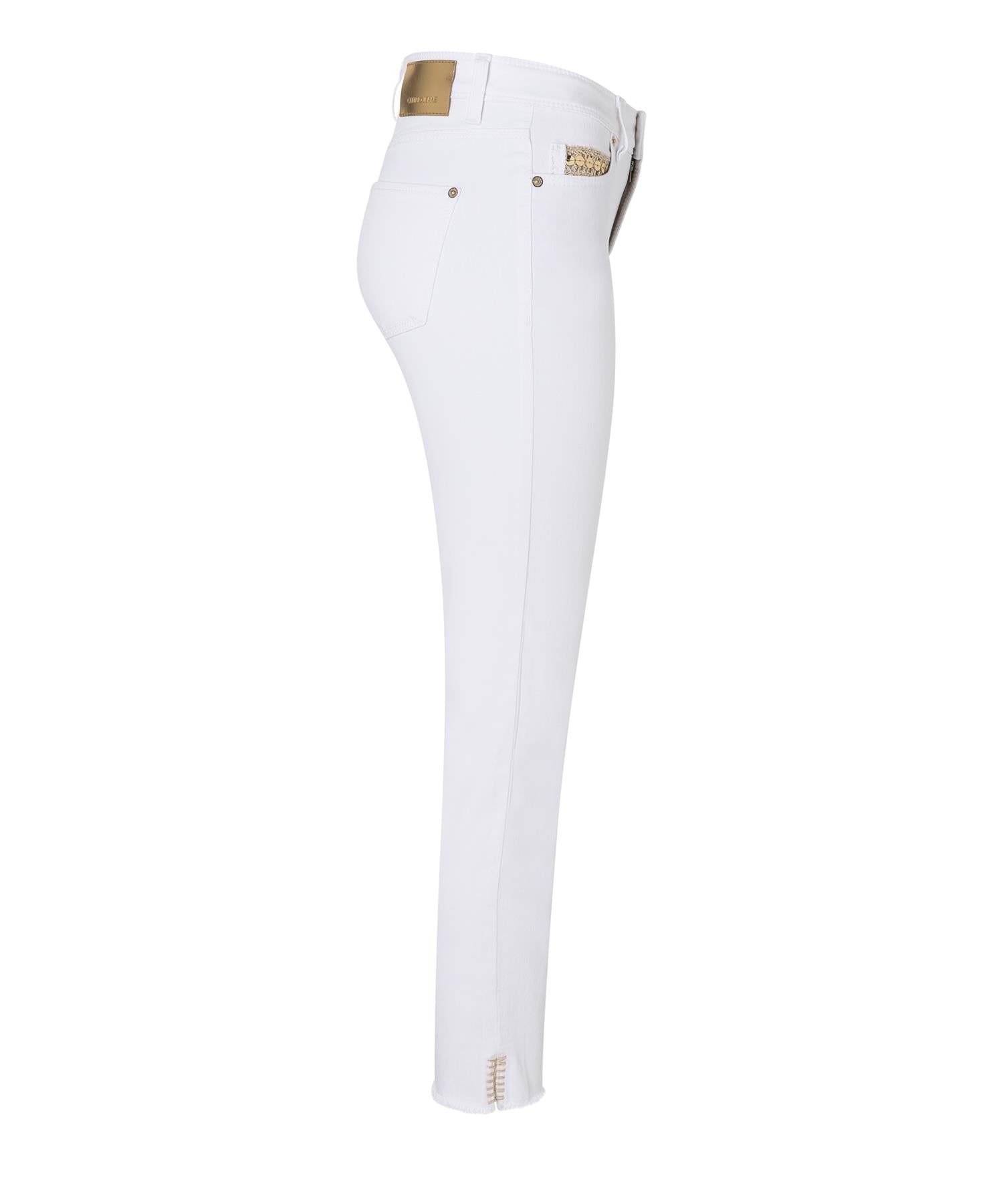 Jeans- Piper Short Sofwashed Fringed White Denim